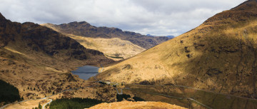 Looking back onto the Rest and Be Thankful viewpoint and Loch Restil